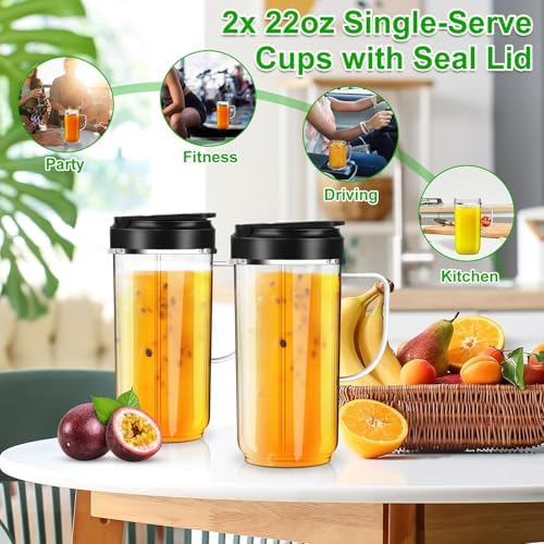 2 Pack Magic Bullet Blender Cups 22oz Replacement