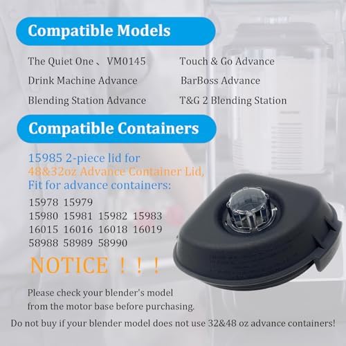 Blender Replacement Lid for Vitamix Quiet One Pitcher 48 Oz