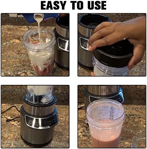Funmit 24oz Blender Cups with 7 Fins Blade and Seal Lids 2-Pack