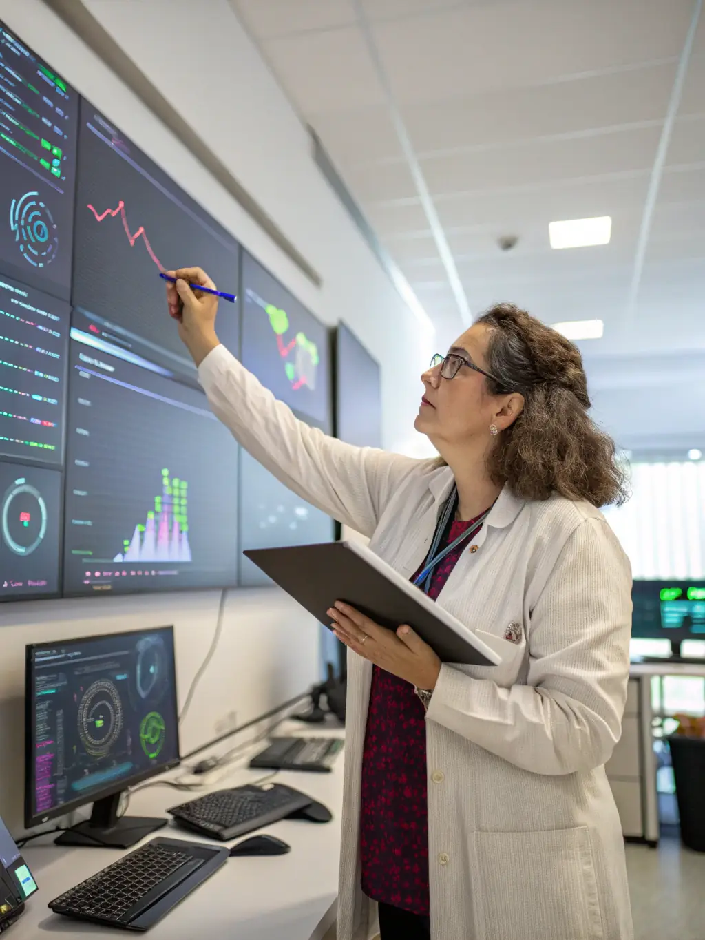 A data scientist analyzing complex datasets using advanced analytics tools, identifying trends and insights to optimize business performance for a client in the retail industry.